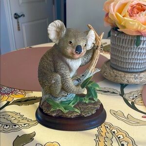 Andreas by Sadek Realistic Koala Figurine on Wooden Base 6 1/2” tall